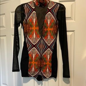 Weissman Black and Orange Graphic Bodysuit Costume